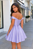 A-Line Satin Off-Shoulder Homecoming Dress
