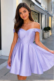 A-Line Satin Off-Shoulder Homecoming Dress