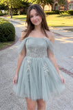 Fairy-tale Tulle Beaded Off-the-Shoulder Lace-Up Back A-Line Party Dress