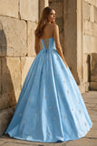 Yellow Strapless A Line Satin Long Prom Dresses With Beading