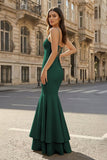 Pink Spaghetti Straps Mermaid Satin Long Prom Dress