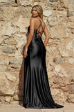 Spaghetti Straps Satin Mermaid Prom Dress with Slit