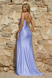 Spaghetti Straps Satin Mermaid Prom Dress with Slit