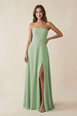 Spaghetti Strap A-Line Chiffon Maxi Bridesmaid Dress in Sage