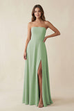 Spaghetti Strap A-Line Chiffon Maxi Bridesmaid Dress in Sage