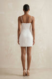 Spaghetti Straps Satin Ruched Wedding Dress in White