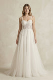 Spaghetti Straps Tulle A-Line Wedding Dress in Ivory
