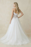 Spaghetti Straps Tulle Ball-Gown Corset Wedding Dress in White