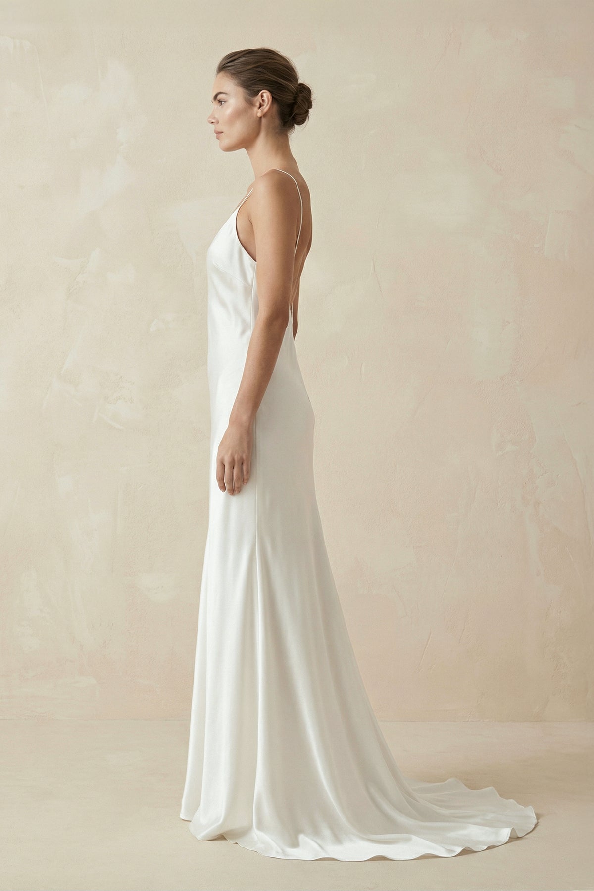 Spaghetti Straps V-neck Simple Beach Wedding Dress
