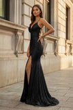 Sparkly Orange Sequins Mermaid Long Prom Dress