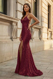Sparkly Orange Sequins Mermaid Long Prom Dress