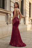 Sparkly Orange Sequins Mermaid Long Prom Dress