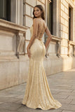 Sparkly Orange Sequins Mermaid Long Prom Dress