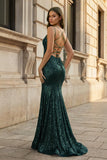 Sparkly Orange Sequins Mermaid Long Prom Dress