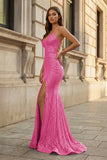 Sparkly Orange Sequins Mermaid Long Prom Dress