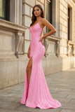 Sparkly Orange Sequins Mermaid Long Prom Dress