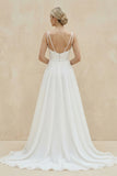 Chaming A-Line Square Neck White Wedding Dresses