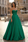Ball Gown Sweetheart Satin Long Prom Dresses