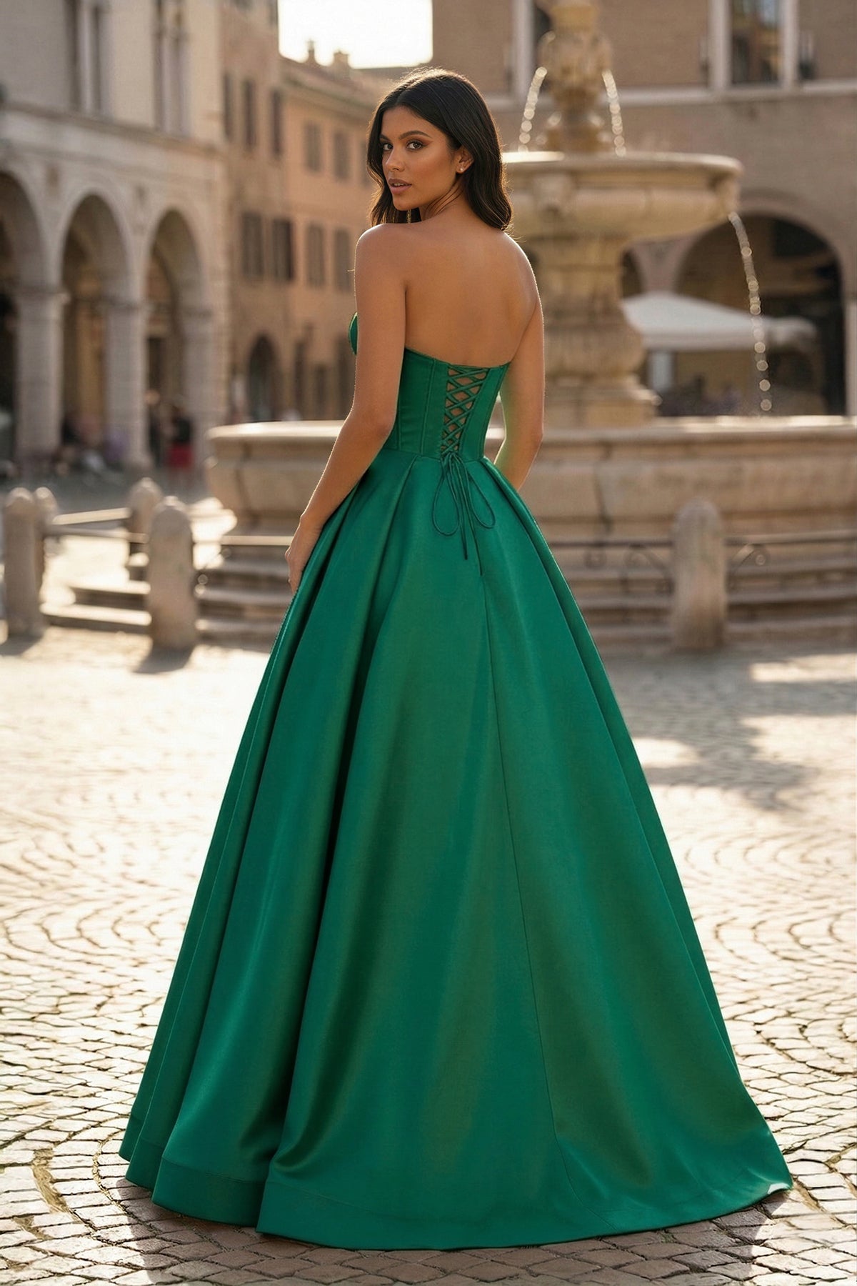 Ball Gown Sweetheart Satin Long Prom Dresses