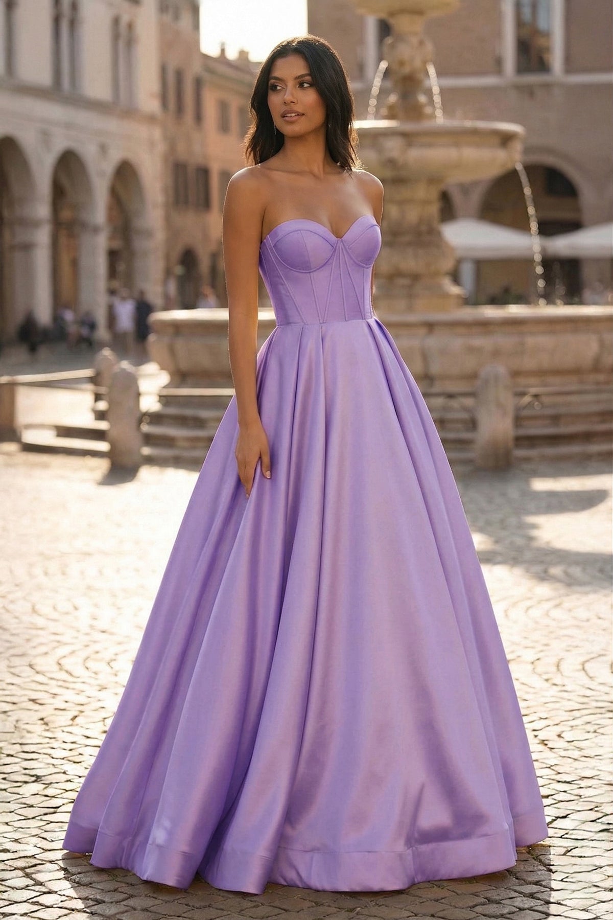 Ball Gown Sweetheart Satin Long Prom Dresses