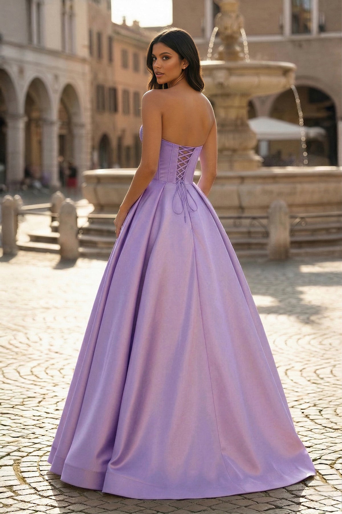 Ball Gown Sweetheart Satin Long Prom Dresses