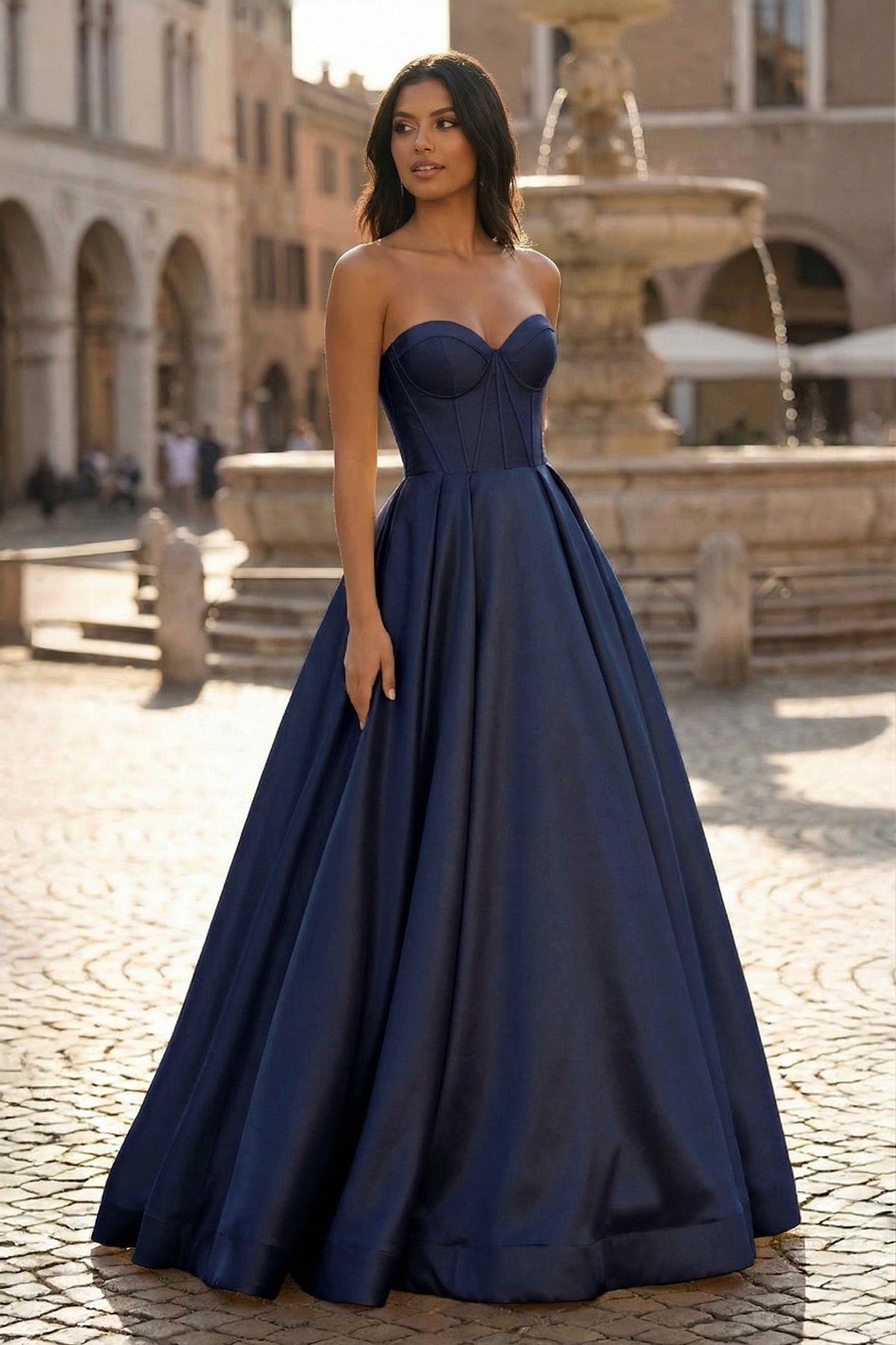 Ball Gown Sweetheart Satin Long Prom Dresses