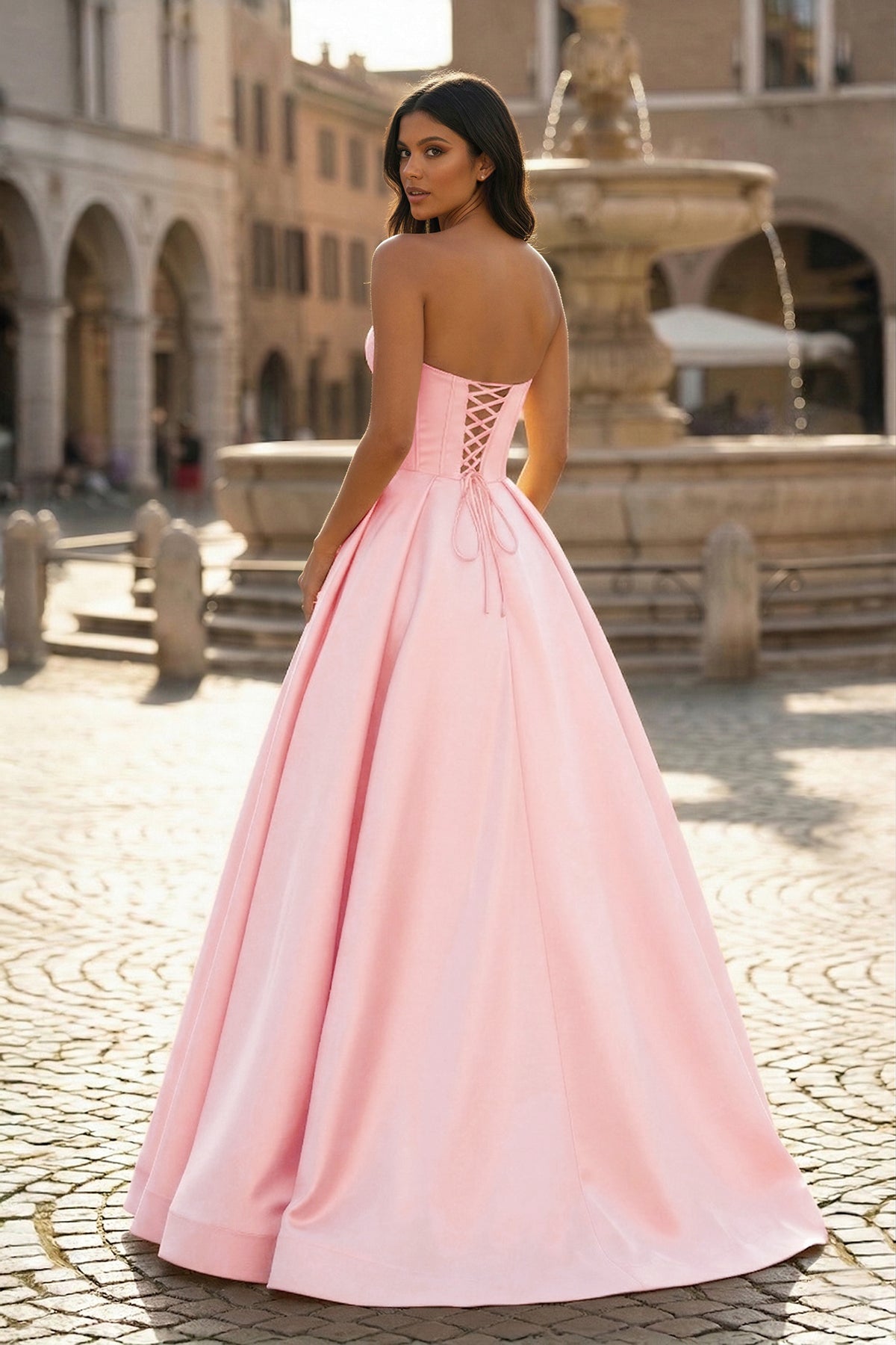 Ball Gown Sweetheart Satin Long Prom Dresses