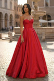 Ball Gown Sweetheart Satin Long Prom Dresses