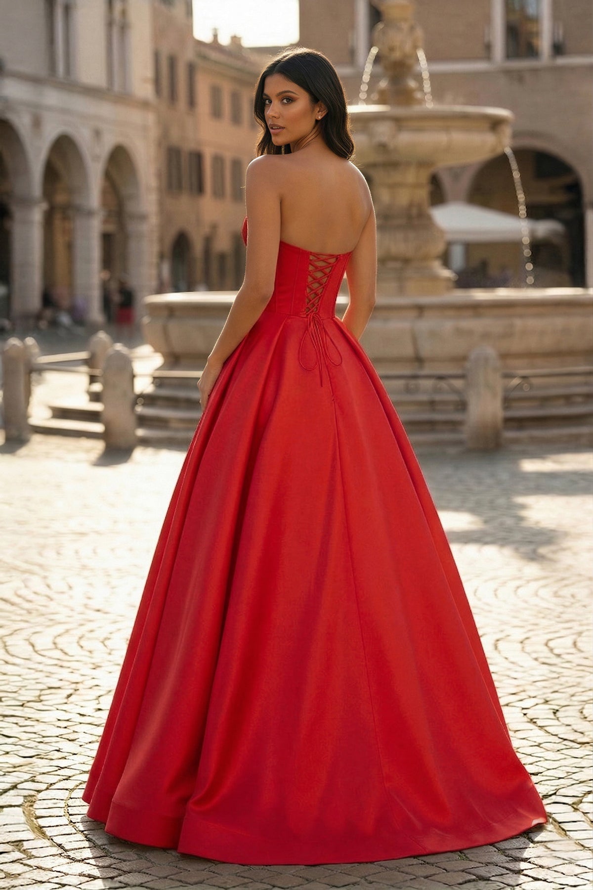 Ball Gown Sweetheart Satin Long Prom Dresses