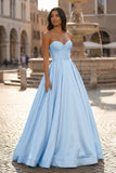 Ball Gown Sweetheart Satin Long Prom Dresses