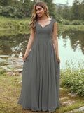 A-Line/Princess Chiffon Applique Sweetheart Sleeveless Floor-Length Bridesmaid Dresses Evening Prom Dress