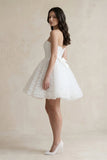 Strapless A-Line Corset Ruffled Tulle Wedding Dress in White