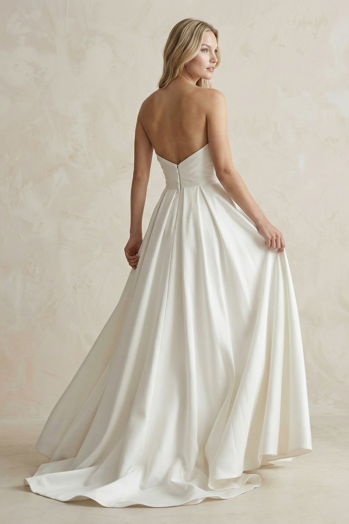 Elegant A-Line Strapless Satin Wedding Dresses