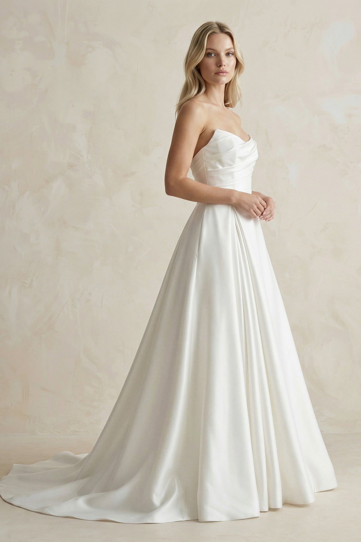 Elegant A-Line Strapless Satin Wedding Dresses – kingbridals