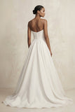 Strapless A-Line Satin Ruched Wedding Dress in Ivory