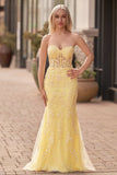 Mermaid Strapless Corset Lace Prom Dress with Slit