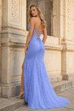 Mermaid Strapless Corset Lace Prom Dress with Slit