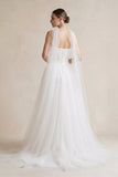 Strapless Chiffon A-Line Pleated Scarf Wedding Dress in Ivory