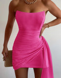 Sheath Strapless Homecoming Dress with Drape
