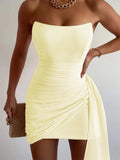 Sheath Strapless Homecoming Dress with Drape