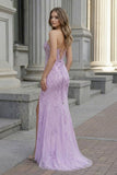 Mermaid Strapless Corset Lace Prom Dress with Slit