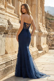 Mermaid Strapless Corset Lace Prom Dress with Slit