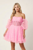 A-Line Pleated Tulle Homecoming Dress
