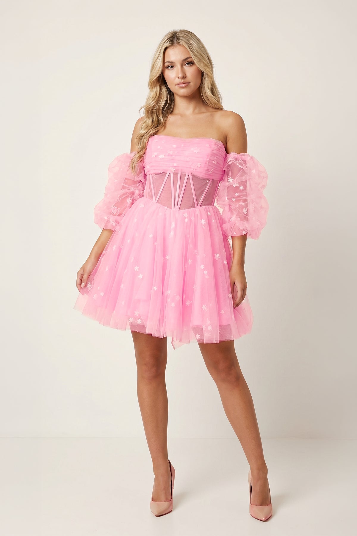 A-Line Pleated Tulle Homecoming Dress