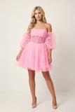 A-Line Pleated Tulle Homecoming Dress