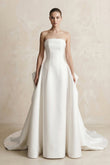Strapless Satin A-Line Wedding Dress in White