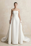 Strapless Satin A-Line Wedding Dress in White