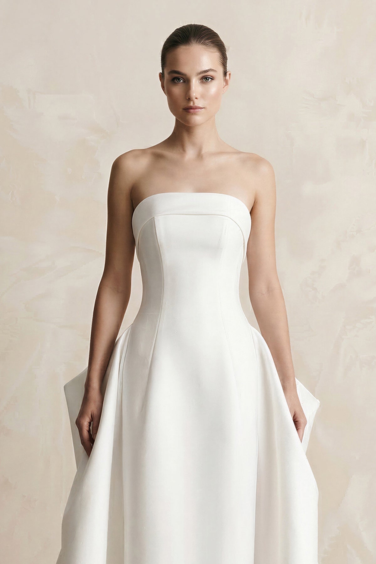 Strapless Satin A-Line Wedding Dress in White