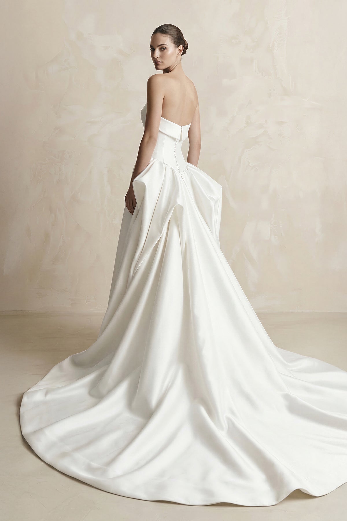 Strapless Satin A-Line Wedding Dress in White