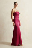 Strapless Satin Mermaid Bridesmaid Dress in Burgundy